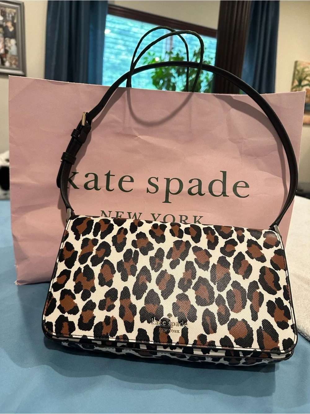kate spade Staci Leopard-Print Shoulder Bag in Brown/Black/Cream